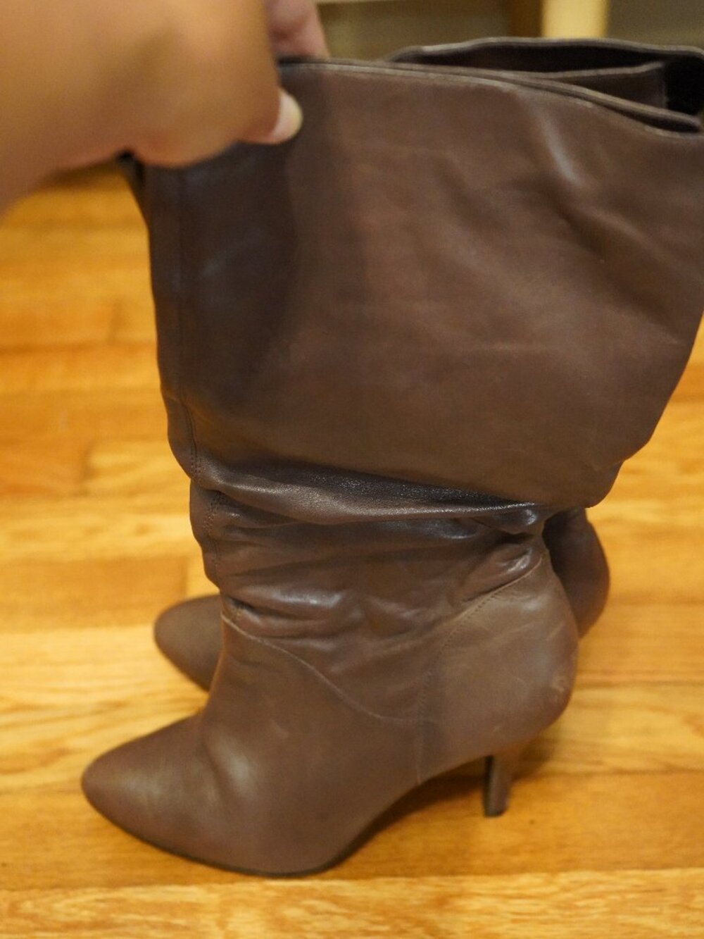 Brown Leather Heeled Boots